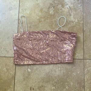 Sparsely Rose pink tube top with white straps